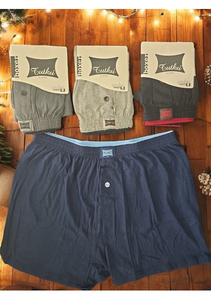 Erkek Düğmeli Pamuklu Boxer