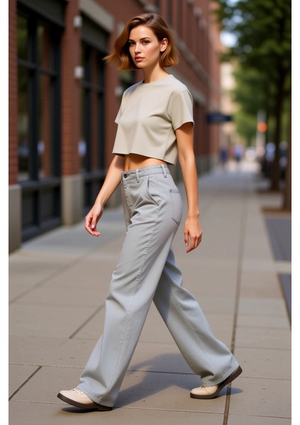 Kadın Cool & Comfort Wide Leg Tencel Jean Pantolon Fonksiyonel Dayanıklı Kaliteli Konforlu indirimleri