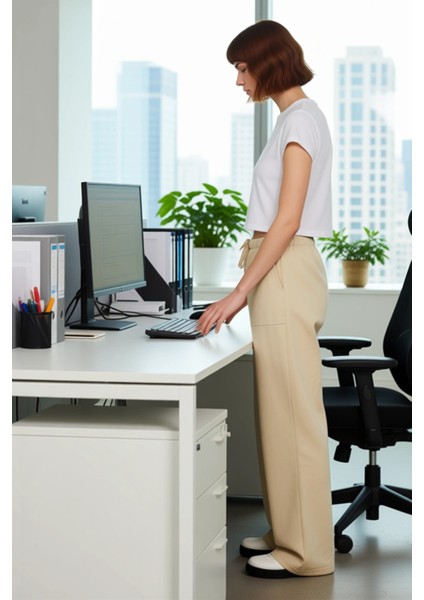 Kadın Keten Görünümlü Yüksek Bel Bol Paça Pantolon Fonksiyonel Dayanıklı Kaliteli Konforlu modelleri