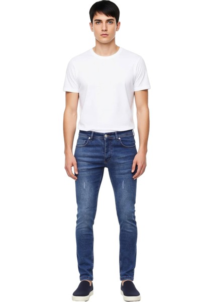 Erkek Dar Paça Tırnak Detaylı Jean Pantolon Fonksiyonel Dayanıklı Kaliteli Konforlu Modern