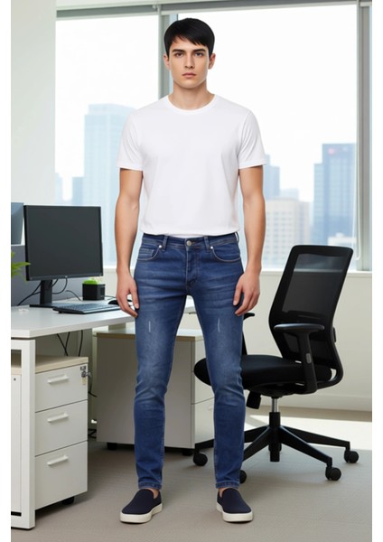 Erkek Dar Paça Tırnak Detaylı Jean Pantolon Fonksiyonel Dayanıklı Kaliteli Konforlu Modern modelleri