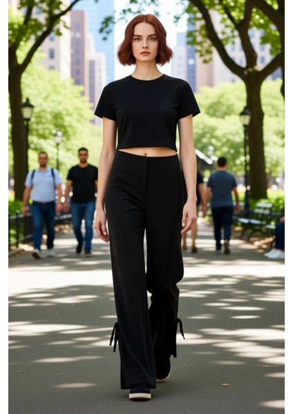 Kadın Wide Leg Fiyonk Detaylı Pantolon Fonksiyonel Dayanıklı Kaliteli Konforlu Estetik Şık modelleri