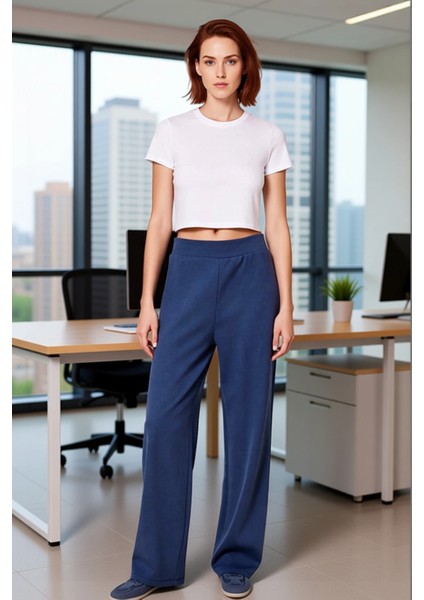 Kadın Geniş Paça Esnek Örme Pantolon Fonksiyonel Dayanıklı Kaliteli Konforlu Estetik Rahat fiyatları