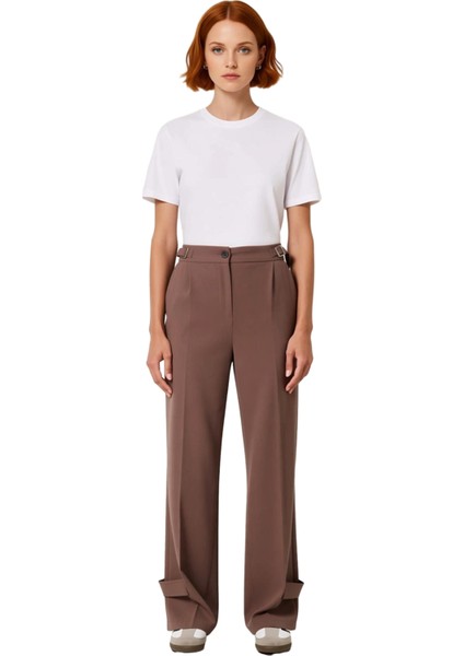 Kadın Tokalı Geniş Paça Pantolon Fonksiyonel Dayanıklı Kaliteli Konforlu Estetik Premium Şık fırsatları