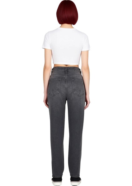 Kadın Açık Yüksek Bel Mom Kesim Denim Pantolon Fonksiyonel Dayanıklı Kaliteli Konforlu Şık fiyatları