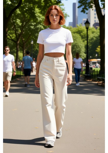 Yüksek Bel Geniş Paça Kadın Jean Pantolon Fonksiyonel Dayanıklı Kaliteli Konforlu Estetik Şık fiyatları
