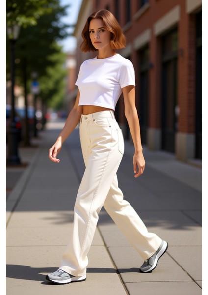 Yüksek Bel Geniş Paça Kadın Jean Pantolon Fonksiyonel Dayanıklı Kaliteli Konforlu Estetik Şık modelleri