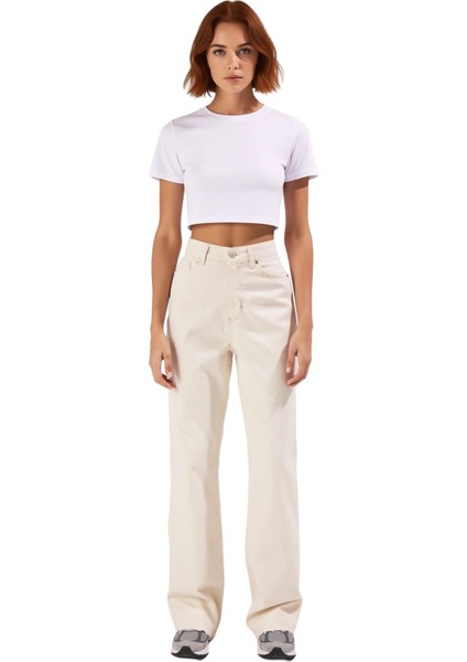 Yüksek Bel Geniş Paça Kadın Jean Pantolon Fonksiyonel Dayanıklı Kaliteli Konforlu Estetik Şık fırsatları