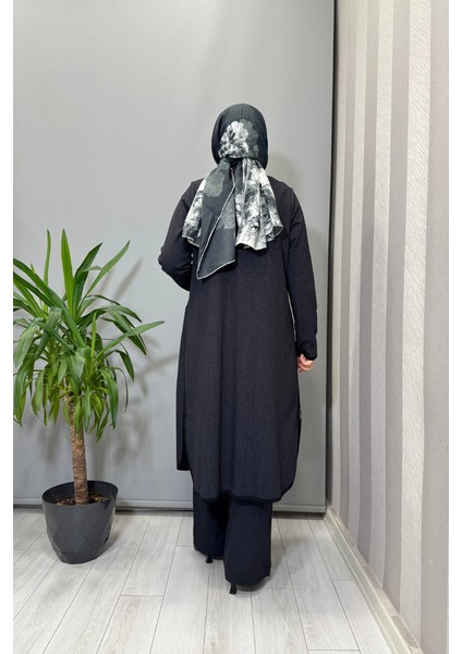 Dik Yaka Uzun Denim Kap Siyah T25PF-8000 modelleri