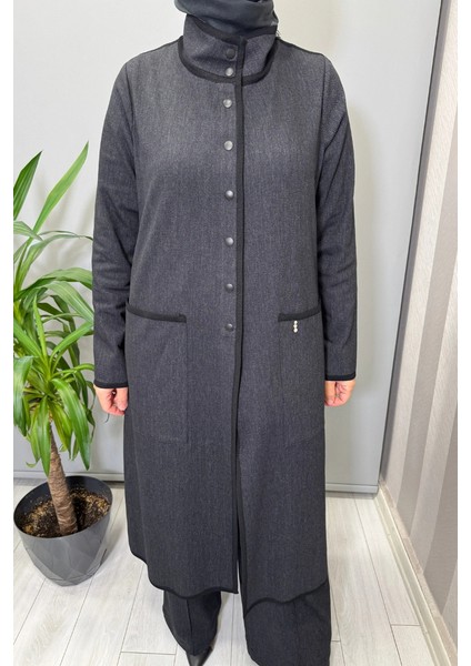 Dik Yaka Uzun Denim Kap Siyah T25PF-8000 fırsatları