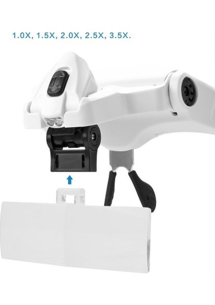 5 Lens 1.0x-3.5x 2led Işıklı Ile Ayarlanabilir Gözlük Büyüteç 9892B2 modelleri