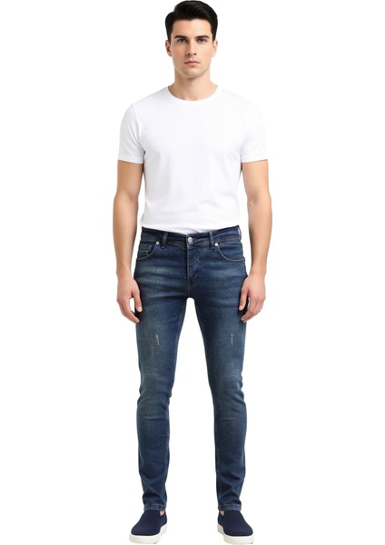 Erkek Dar Paça Tırnak Detaylı Jean Pantolon Fonksiyonel Dayanıklı Kaliteli Konforlu Modern