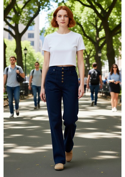 Kadın Wide Leg Comfort Esnek Denim Pantolon Fonksiyonel Dayanıklı Kaliteli Konforlu Modern fırsatları