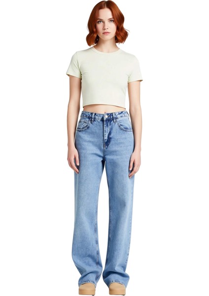 Kadın Geniş Paça Yüksek Bel Jean Pantolon Fonksiyonel Dayanıklı Kaliteli Konforlu Estetik Şık fırsatları