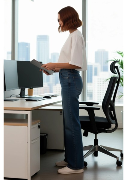 Kadın Açık Yüksek Bel Geniş Paça Denim Pantolon Fonksiyonel Dayanıklı Kaliteli Konforlu Şık fiyatları