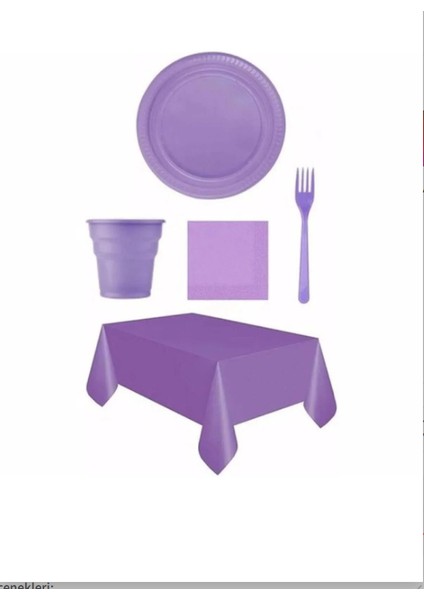 Plastik Tabak Bardak Çatal Peçete Masa Ört Set Gold Gümüş,siyah,sarı,yeşil,kırmızı,mor20 adet peçete 25 adet bardak 25 adet tabak 25 adet çatal 1 masa örtüsü