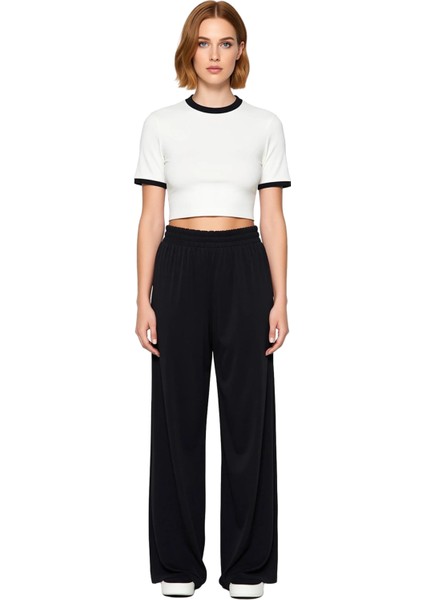 Kadın Yüksek Bel Esnek Kesim Geniş Paça Pantolon Fonksiyonel Dayanıklı Kaliteli Konforlu Şık fırsatları