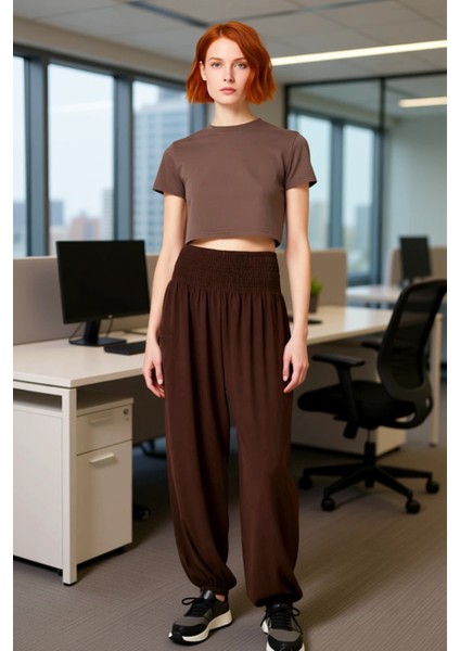 Kadin Viskoz Etnik Desenli Yüksek Bel Bol Kesim Pantolon Fonksiyonel Dayanıklı Kaliteli Şık