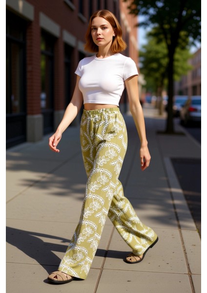 Kadın Nakışlı Keten Görünümlü Geniş Paça Pantolon Fonksiyonel Dayanıklı Kaliteli Konforlu Şık modelleri