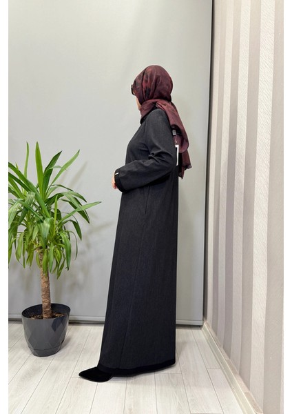 V Yaka Denim Elbise Siyah T25PF-4010 fiyatları