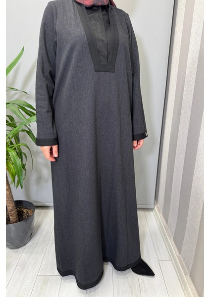 V Yaka Denim Elbise Siyah T25PF-4010 modelleri