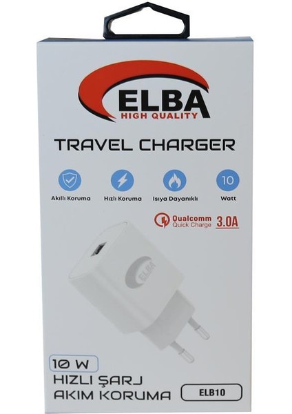 ELB10 10W 3.0A Hızlı Şarj Akıllı Koruma USB Ev Şarj Kafa