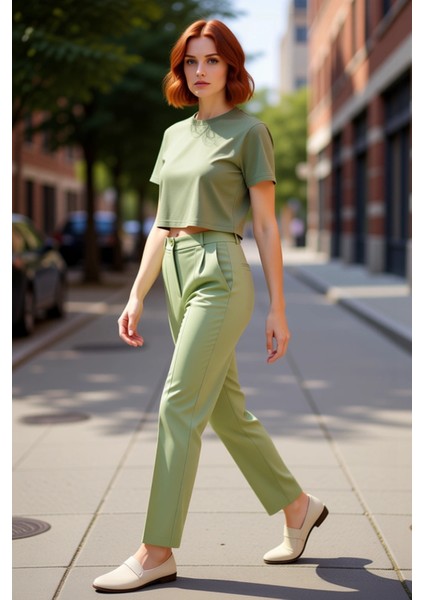 Kadın Düz Kesim Yüksek Bel Dokuma Pantolon Nervür Detaylı Fonksiyonel Dayanıklı Kaliteli Şık modelleri