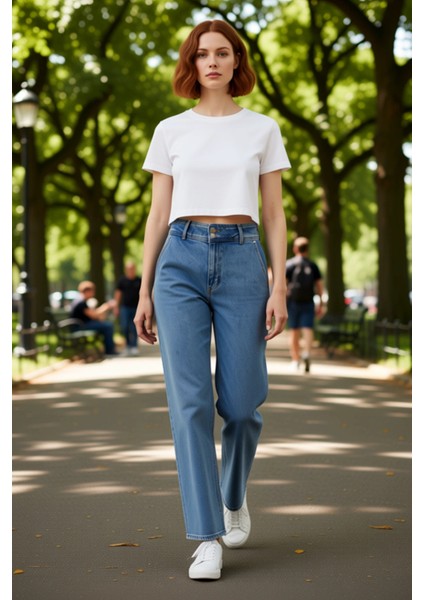 Kadın Yüksek Bel Comfort Straight Denim Pantolon Fonksiyonel Dayanıklı Kaliteli Konforlu Şık modelleri