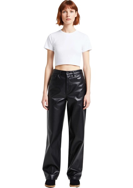 Kadın Parlak Kaplama Geniş Paça Pantolon Fonksiyonel Dayanıklı Kaliteli Konforlu Estetik Şık fırsatları