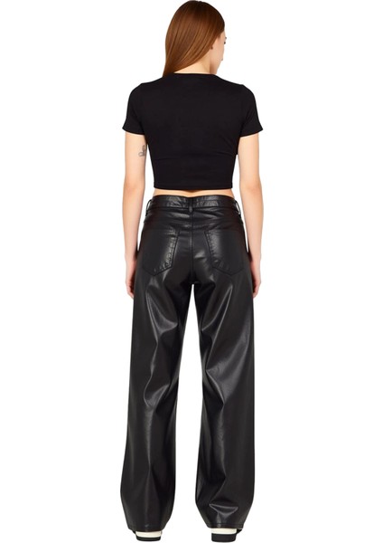 Kadın Parlak Kaplama Geniş Paça Pantolon Fonksiyonel Dayanıklı Kaliteli Konforlu Estetik Şık indirimleri