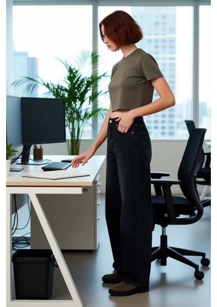 Kadın Bol Kesim Düşük Bel Denim Pantolon Fonksiyonel Dayanıklı Kaliteli Konforlu Estetik Şık fiyatları