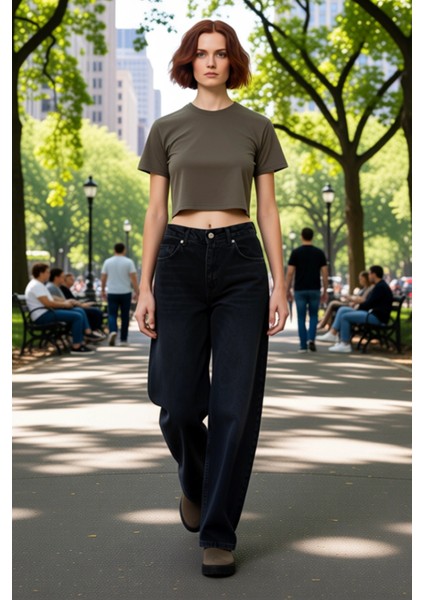 Kadın Bol Kesim Düşük Bel Denim Pantolon Fonksiyonel Dayanıklı Kaliteli Konforlu Estetik Şık modelleri