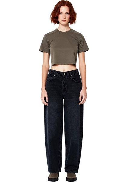 Kadın Bol Kesim Düşük Bel Denim Pantolon Fonksiyonel Dayanıklı Kaliteli Konforlu Estetik Şık fırsatları