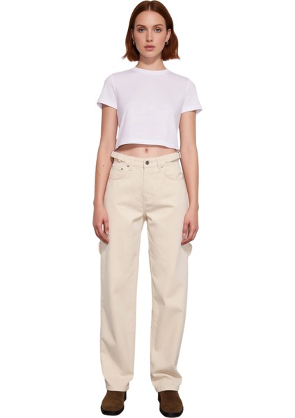 Genç Kadın Için Açık Bol Paça Yüksek Bel Denim Pantolon Fonksiyonel Dayanıklı Kaliteli Şık