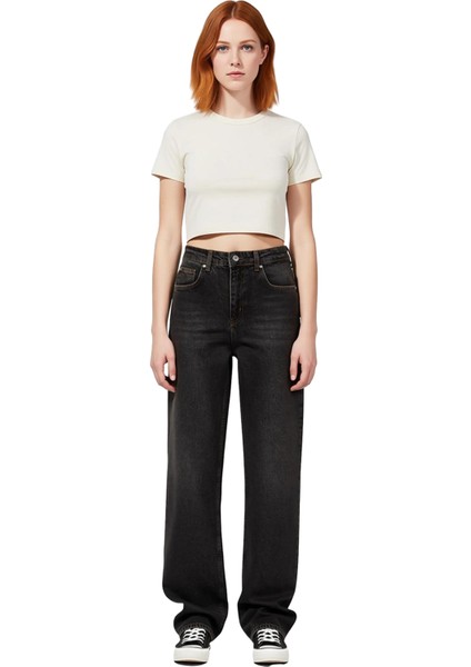 Kadın Wide Leg Jean Antrasit Vintage Yıkama Fonksiyonel Dayanıklı Kaliteli Konforlu Modern fırsatları