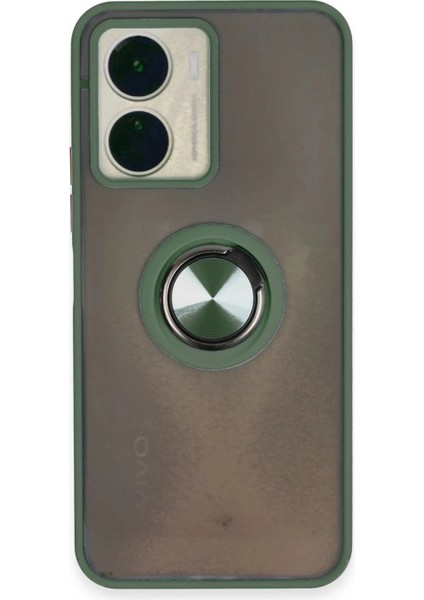 Vivo Y16 Kılıf Montreal Yüzüklü Silikon Kapak - Yeşil