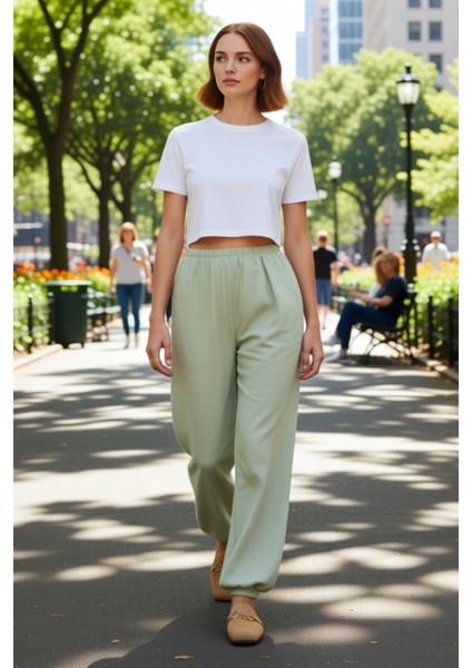 Kadın Haki Müslin Dokuma Jogger Pantolon Fonksiyonel Dayanıklı Kaliteli Konforlu Estetik Şık fiyatları