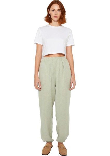 Kadın Haki Müslin Dokuma Jogger Pantolon Fonksiyonel Dayanıklı Kaliteli Konforlu Estetik Şık fırsatları