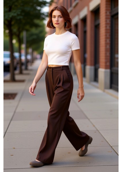 Kadın Haki Wide Leg Pilili Pantolon Fonksiyonel Dayanıklı Kaliteli Konforlu Estetik Modern modelleri