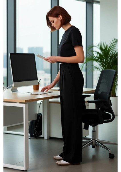 Kadın Haki Wide Leg Pilili Pantolon Fonksiyonel Dayanıklı Kaliteli Konforlu Estetik Modern