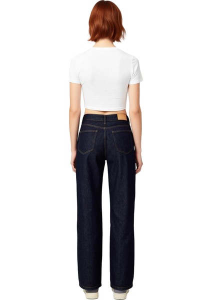 Kadın Düz Koyu Wide Leg Jean Yüksek Bel Dikiş Detaylı Fonksiyonel Dayanıklı Kaliteli Rahat fiyatları