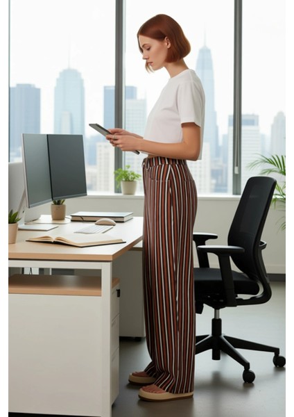 Kadın Çizgili Bol Paça Günlük Jean Pantolon Fonksiyonel Dayanıklı Kaliteli Konforlu Modern modelleri