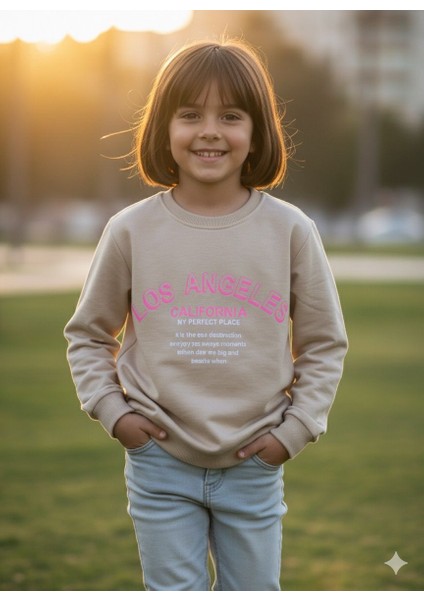 Kız Çocuk Sweatshirt Baskılı Bisiklet Yaka Pamuklu modelleri