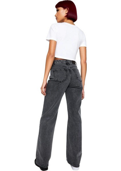 Kadın Açık Wide Leg Denim Pantolon Yüksek Bel Fonksiyonel Dayanıklı Kaliteli Konforlu Spor fiyatları