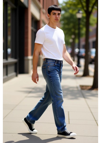 Erkek Bol Kesim Denim Pantolon Normal Bel Fonksiyonel Dayanıklı Kaliteli Konforlu Estetik Şık