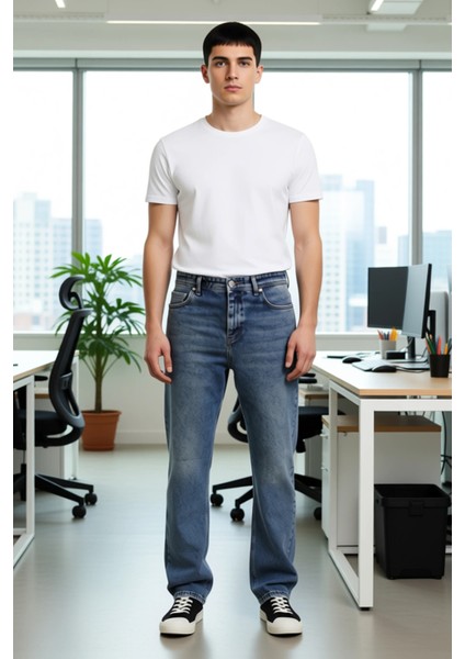 Erkek Bol Kesim Denim Pantolon Normal Bel Fonksiyonel Dayanıklı Kaliteli Konforlu Estetik Şık fiyatları