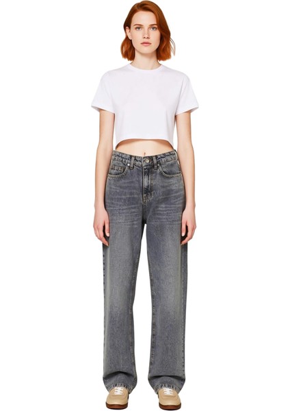 Kadın Barrel Kesim Yüksek Bel Kot Pantolon Fonksiyonel Dayanıklı Kaliteli Konforlu Estetik