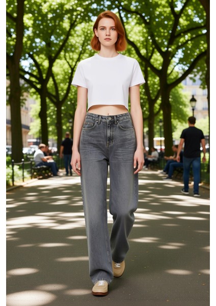 Kadın Barrel Kesim Yüksek Bel Kot Pantolon Fonksiyonel Dayanıklı Kaliteli Konforlu Estetik fırsatları