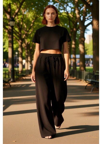 Kadın Yüksek Bel Geniş Paça Keten Pantolon Fonksiyonel Dayanıklı Kaliteli Konforlu Estetik fırsatları