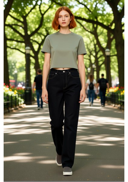 Kadın Comfort Fit Yüksek Bel Jean Pantolon Fonksiyonel Dayanıklı Kaliteli Konforlu Estetik fırsatları